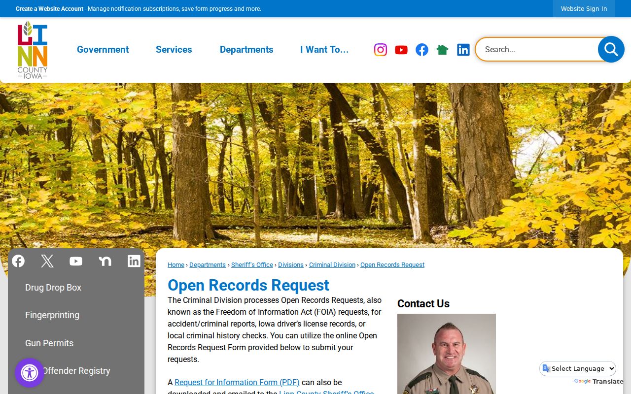 Linn County warrant lookup records request instructions
