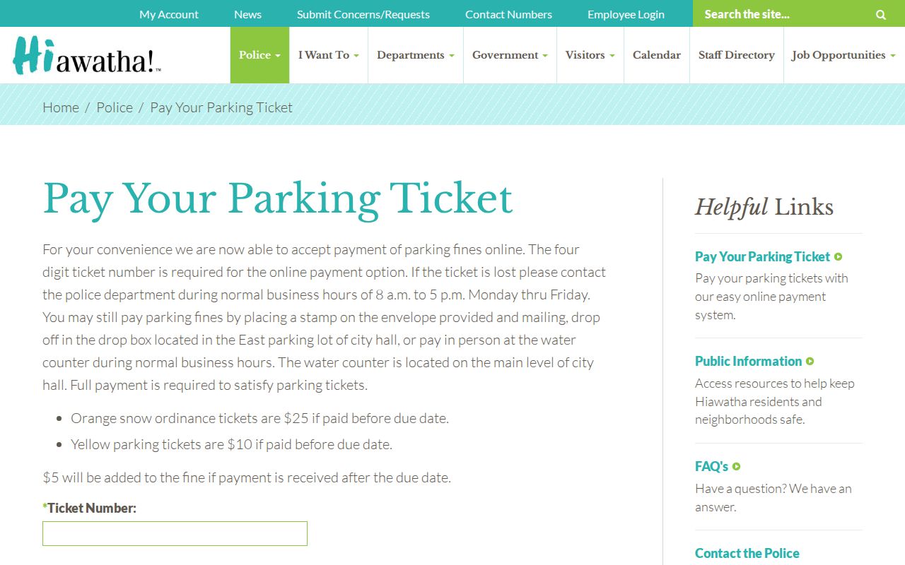 Linn County most wanted distinction from Hiawatha parking payment page